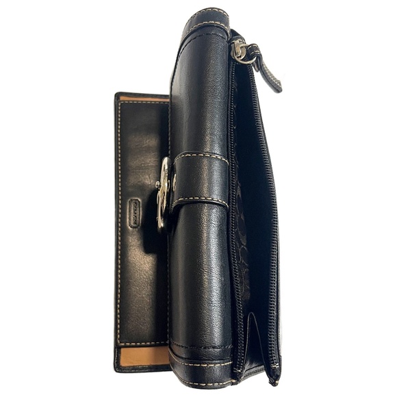 Vintage Y2K Coach Black Leather Soho Classic Buckle Wallet with Check Cover - Picture 3 of 6